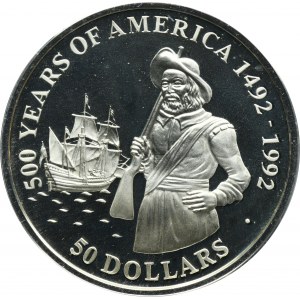 Îles Cook, Elizabeth II, 50 dollars 1990 - Henry Hudson