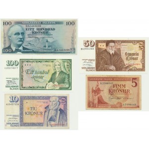 Iceland, set 5-100 Kronur 1957-61 (5 pcs.)