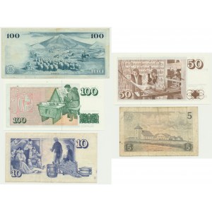 Islandia, zestaw 5-100 koron 1957-61 (5 szt.)