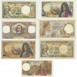 France, set 10-5.000 Francs 1941-2003 (7 pcs.)