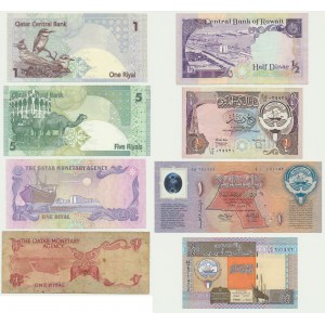 Qatar/Kuwait, set 1/4 Dinar - 5 Riyals 1968-2003 (8 pcs.)