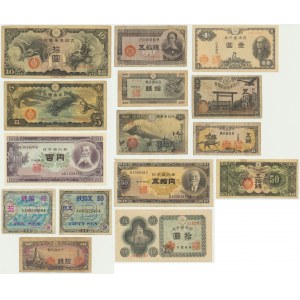 Japonia/Chiny, zestaw 5 sen - 100 jenów (1938-58)(15 szt.)