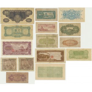 Japonia/Chiny, zestaw 5 sen - 100 jenów (1938-58)(15 szt.)