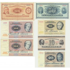 Denmark, set 10-100 Kroner 1970-72 (7 pcs.)