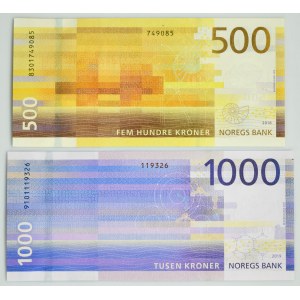 Norwegia, zestaw 500-1.000 koron 2018-19 (2 szt.)