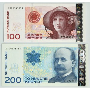 Norwegia, zestaw 100-200 koron 1994-95 (2 szt.)
