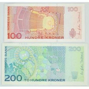 Norvège, série 100-200 couronnes 1994-95 (2 pièces)