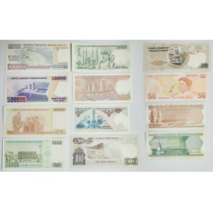 Turcja, zestaw 10-1 milion lir (1975-2020)(12 szt.)