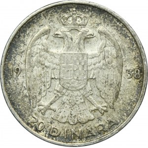 Yugoslavia, Peter II, 20 Dinara Paris 1938