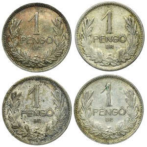 Set, Hungary, Miklós Horthy, 1 Pengö Budapest 1926-1927 (4 pcs.)