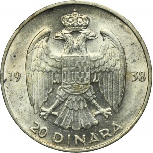 Yugoslavia, Peter II, 20 Dinara Paris 1938