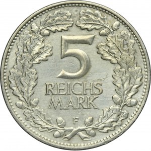 Germany, Weimar Republic, 5 Mark Stuttgart 1925 F