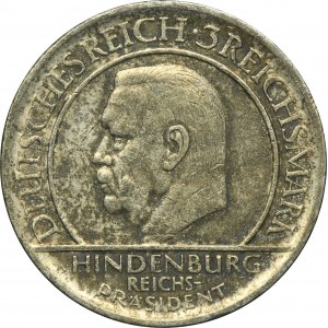 Nemecko, Weimarská republika, 3 marky Karlsruhe 1929 G - Prísaha