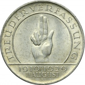 Allemagne, République de Weimar, 3 marks Berlin 1929 A - Prestation de serment