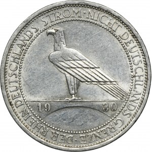 Nemecko, Weimarská republika, 3 marky Berlín 1930 A - Oslobodenie Porýnia
