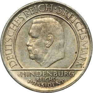 Germany, Weimar Republic, 3 Mark Hamburg 1929 J - Weimar Oath