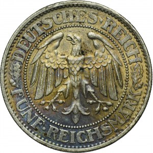 Germany, Weimar Republic, 5 Mark Berlin 1932 A - Oak