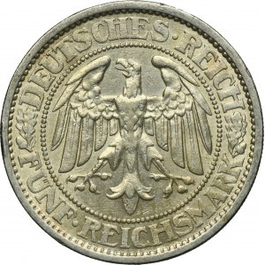 Germany, Weimar Republic, 5 Mark Berlin 1927 A - Oak