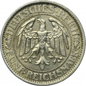 Germany, Weimar Republic, 5 Mark Berlin 1927 A - Oak