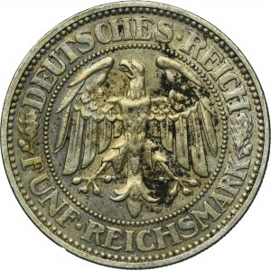 Germany, Weimar Republic, 5 Mark Hamburg 1927 J - Oak