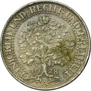 Germany, Weimar Republic, 5 Mark Berlin 1928 A - Oak