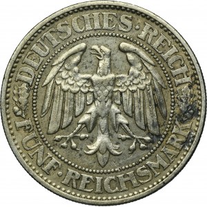 Germany, Weimar Republic, 5 Mark Berlin 1928 A - Oak