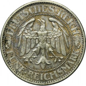 Germany, Weimar Republic, 5 Mark Berlin 1928 A - Oak