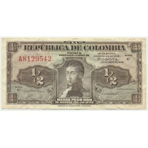 Colombia, 1/2 Peso Oro 1948