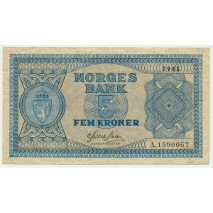 Norway, 5 Kroner 1945