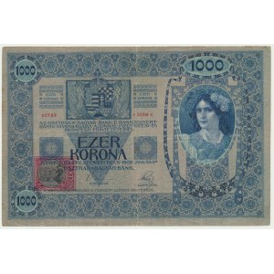 Czechoslovakia, 10 Korun (1919) on 1.000 Korun 1902