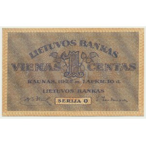 Lithuania, 1 centu 1922 - O -