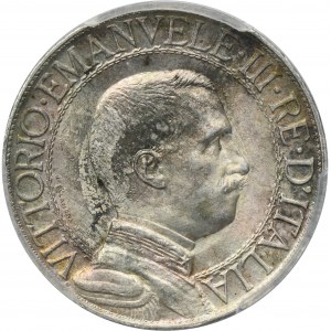 Włochy, Wiktor Emanuel III, 1 Lira Rzym 1910 R - PCGS MS64
