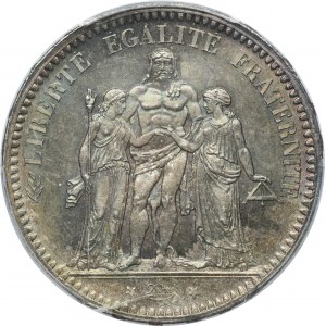 Francja, III Republika, 5 Franków Paryż 1873 A - PCGS MS64