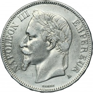 France, Napoleon III, 5 Francs Paris 1868 A