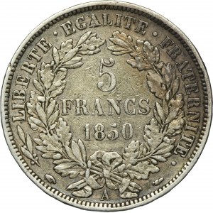 France, II Republic, 5 Francs Paris 1850 A