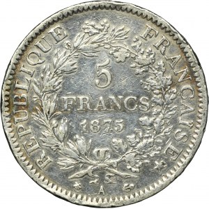 France, III Republic, 5 Francs Paris 1875 A