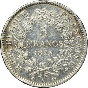 France, III Republic, 5 Francs Paris 1875 A