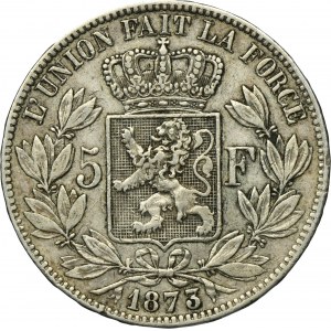 Belgia, Leopold II, 5 Franków Bruksela 1873