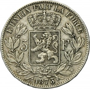 Belgie, Leopold II, 5 franků Brusel 1873
