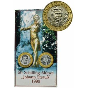 Austria, II Republika, 50 Szylingów Wiedeń 1999 - Johann Strauss