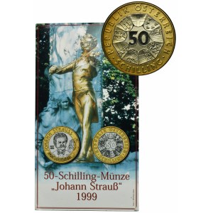 Austria, II Republika, 50 Szylingów Wiedeń 1999 - Johann Strauss