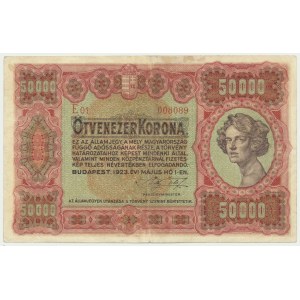 Węgry, 50.000 koron 1923 - RZADKI