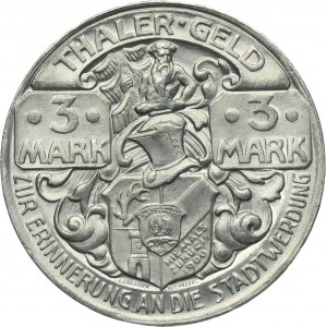 Germany, Weimar Republic, City of Thale, 3 Mark Nuremberg 1921