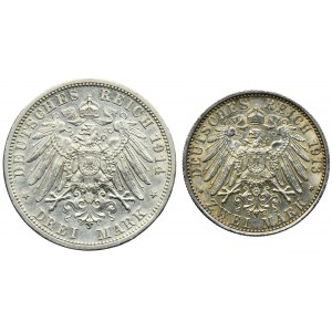 Set, Germany, Kingdom of Prussia, Wilhelm II, Mark Berlin (2 pcs.)