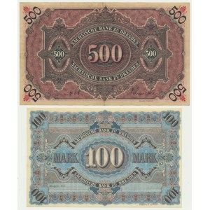 Niemcy, Saksonia, 100 - 500 marek 1911 (2 szt.)