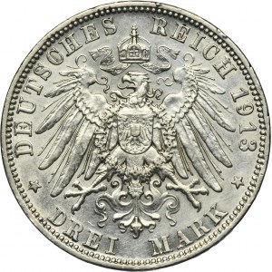 Germany, Bavaria, Otto, 3 Mark Munich 1913 D