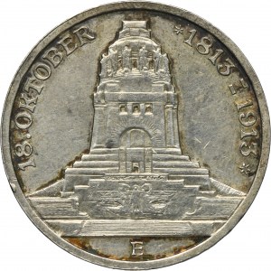 Germany, Saxony, Friedrich August III, 3 Mark Muldenhütten 1913 E