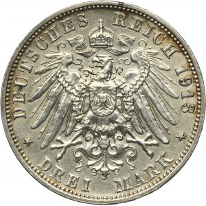 Niemcy, Saksonia, Fryderyk August III, 3 Marki Muldenhütten 1913 E