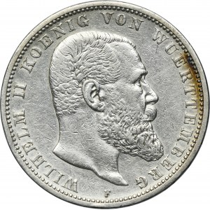 Germany, Kingdom of Württemberg, Wilhelm II, 5 Mark Stuttgart 1900 F