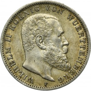 Germany, Kingdom of Württemberg, Wilhelm II, 3 Mark Stuttgart 1912 F